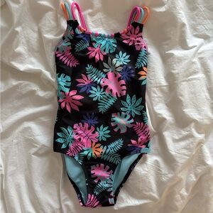 Girls' Breaking Waves Tropical Swimsuit, size 4-5